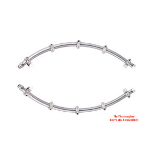 Aste curve per trattamenti inox a 5 getti con  portagetti a cavallotto x ventola mm. 600 2 pezzi